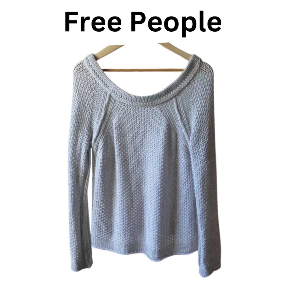 Free People S Knit Cotton Sweater, Off the shoulder loose style